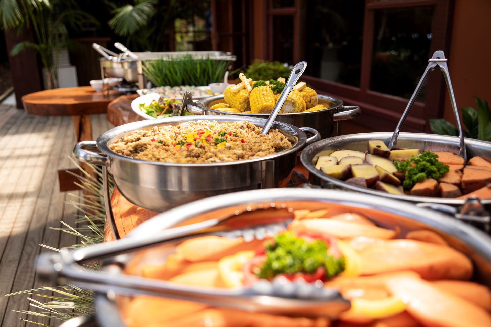 Food in serving containers on a table